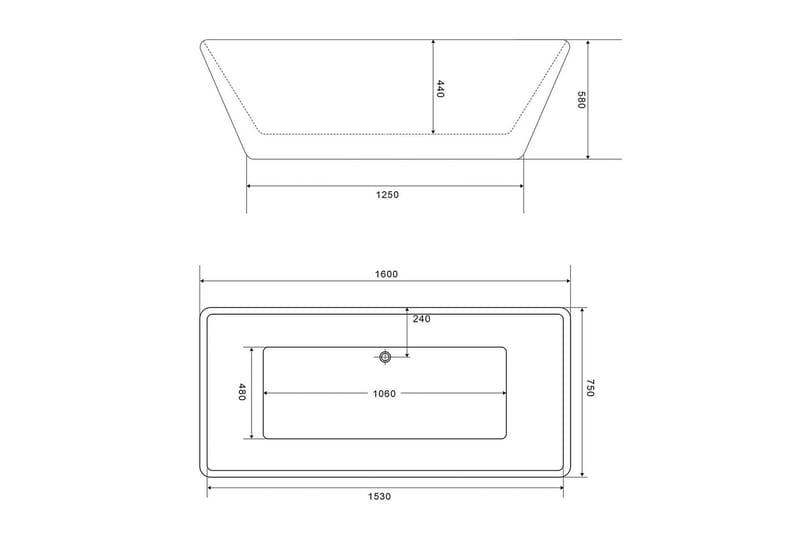 Ideal Frittstående Badekar 160 cm - Hvit - Hus & oppussing - Kjøkken & bad - Baderom - Badekar