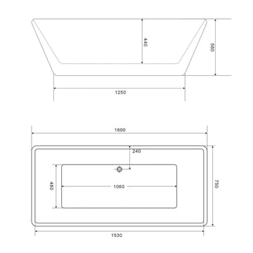 Ideal Frittstående Badekar Bathlife 160 cm - Hvit - Hus & oppussing - Kjøkken & bad - Baderom - Badekar - Frittstående badekar