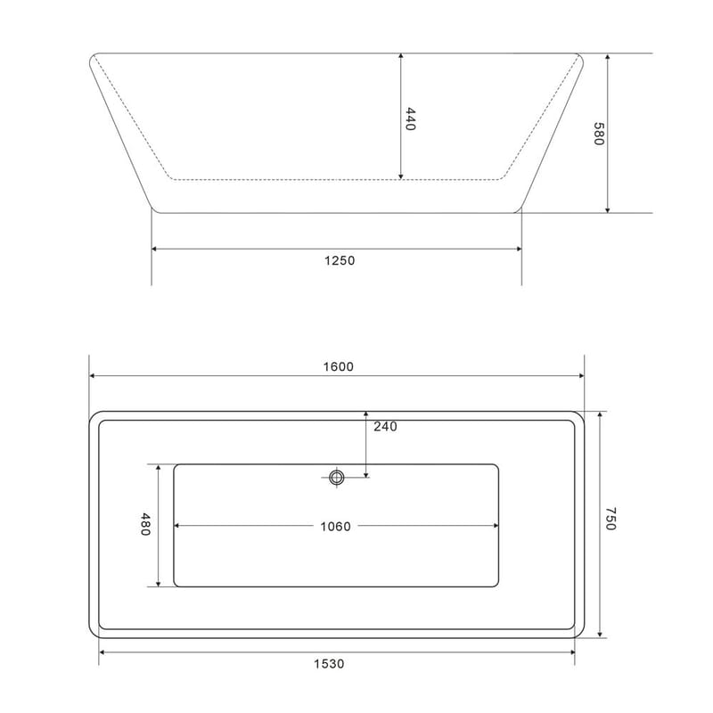 Ideal Frittstående Badekar Bathlife 160 cm - Hvit - Hus & oppussing - Kjøkken & bad - Baderom - Badekar - Frittstående badekar