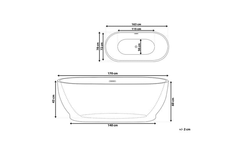 Mirantes Badekar Frittstående - Hvit - Hus & oppussing - Kjøkken & bad - Baderom - Badekar - Frittstående badekar