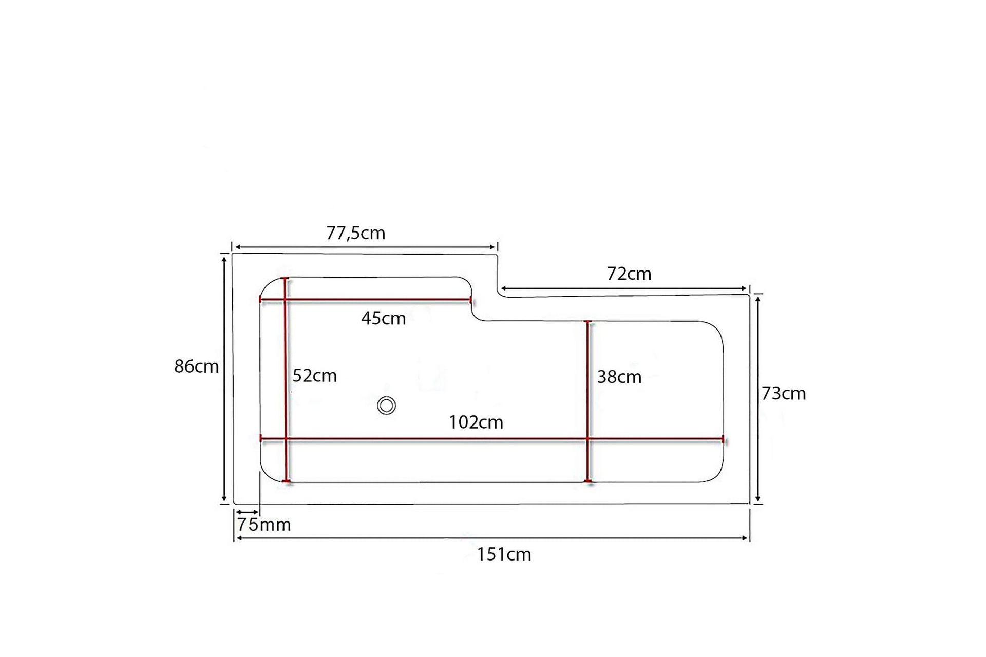 Badekar Behag 150cm - Hvit - Hus & oppussing - Kjøkken & bad - Baderom - Badekar