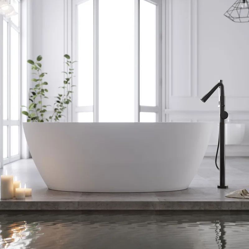 Bathlife Sund Sittebadekar 170 cm, Matt hvit