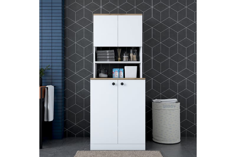 Akashya Baderomsskap 70x183,6 cm Hvit/Brun - Hanah Home - Hus & oppussing - Kjøkken & bad - Baderom - Baderomsmøbler & baderomsinnredning - Baderomsskap