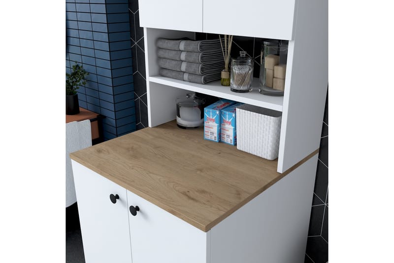 Akashya Baderomsskap 70x183,6 cm Hvit/Brun - Hanah Home - Hus & oppussing - Kjøkken & bad - Baderom - Baderomsmøbler & baderomsinnredning - Baderomsskap