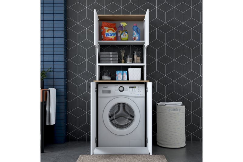 Akashya Baderomsskap 70x183,6 cm Hvit/Brun - Hanah Home - Hus & oppussing - Kjøkken & bad - Baderom - Baderomsmøbler & baderomsinnredning - Baderomsskap