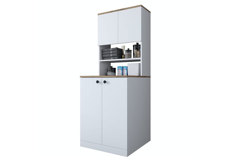 Akashya Baderomsskap 70x183,6 cm Hvit/Brun - Hanah Home - Hus & oppussing - Kjøkken & bad - Baderom - Baderomsmøbler & baderomsinnredning - Baderomsskap