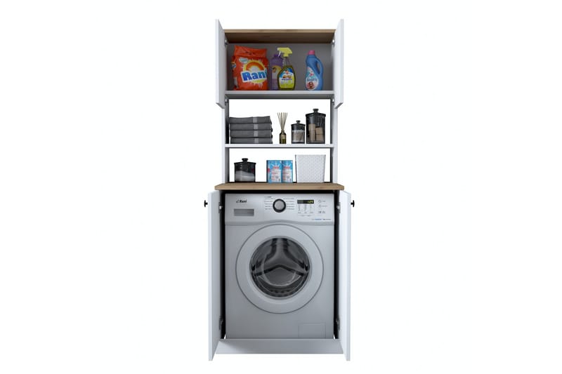 Akashya Baderomsskap 70x183,6 cm Hvit/Brun - Hanah Home - Hus & oppussing - Kjøkken & bad - Baderom - Baderomsmøbler & baderomsinnredning - Baderomsskap