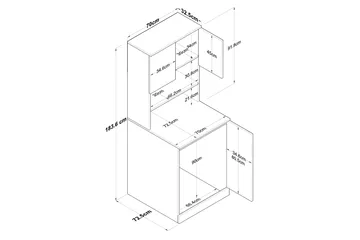 Akashya Baderomsskap 70x183,6 cm Hvit/Brun - Hanah Home - Hus & oppussing - Kjøkken & bad - Baderom - Baderomsmøbler & baderomsinnredning - Baderomsskap