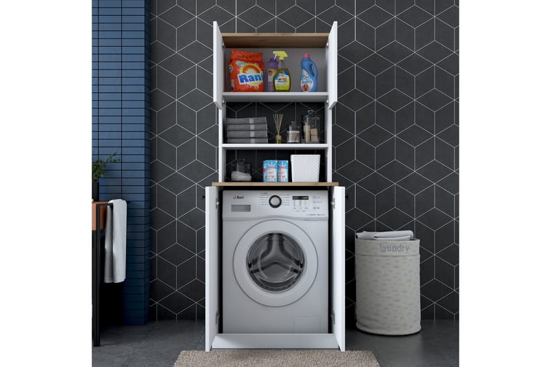 Akashya Baderomsskap 70x183,6 cm Hvit/Brun - Hanah Home - Hus & oppussing - Kjøkken & bad - Baderom - Baderomsmøbler & baderomsinnredning - Baderomsskap