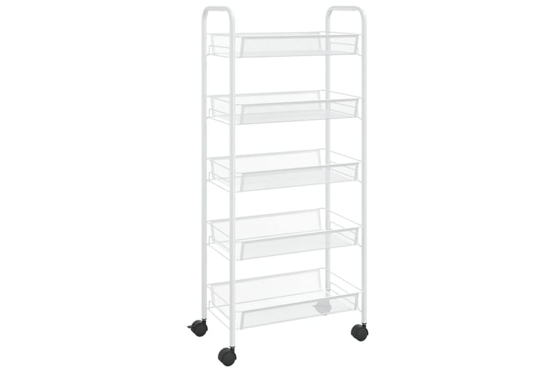 5-etasjers kjøkkenvogn hvit 46x26x105 cm jern - Hvit - Hus & oppussing - Kjøkken & bad - Baderom - Baderomsmøbler & baderomsinnredning - Rullevogn baderom