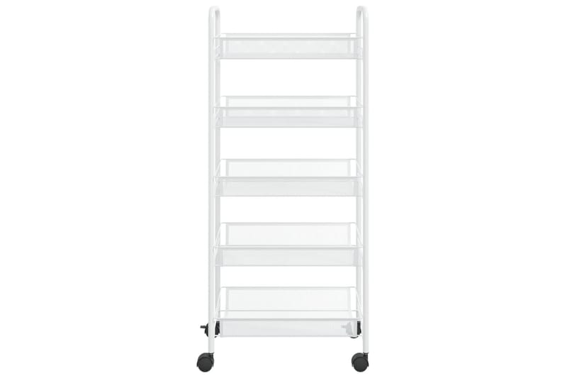 5-etasjers kjøkkenvogn hvit 46x26x105 cm jern - Hvit - Hus & oppussing - Kjøkken & bad - Baderom - Baderomsmøbler & baderomsinnredning - Rullevogn baderom