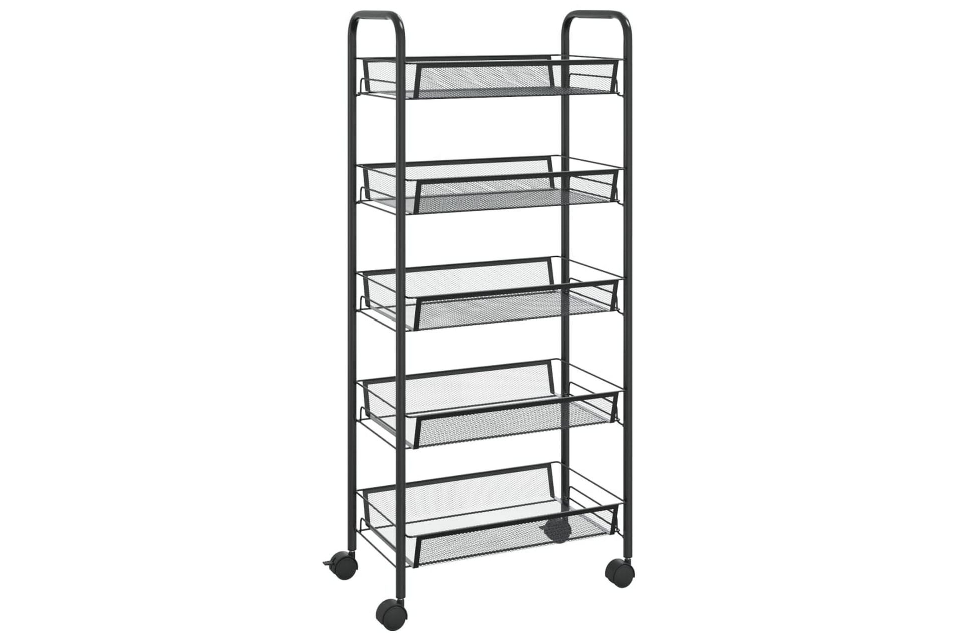5-etasjers kjøkkenvogn svart 46x26x105 cm jern - Svart - Hus & oppussing - Kjøkken & bad - Baderom - Baderomsmøbler & baderomsinnredning - Rullevogn baderom