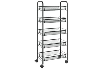 5-etasjers kjøkkenvogn svart 46x26x105 cm jern - Svart - Hus & oppussing - Kjøkken & bad - Baderom - Baderomsmøbler & baderomsinnredning - Rullevogn baderom