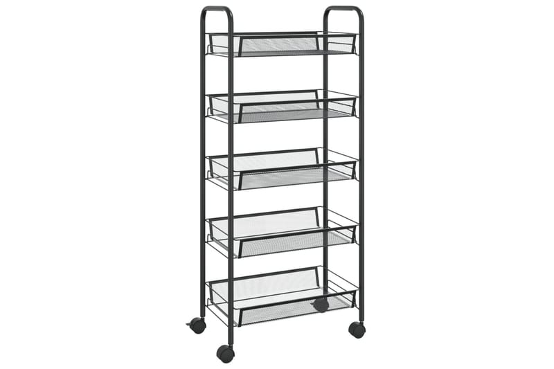 5-etasjers kjøkkenvogn svart 46x26x105 cm jern - Svart - Hus & oppussing - Kjøkken & bad - Baderom - Baderomsmøbler & baderomsinnredning - Rullevogn baderom