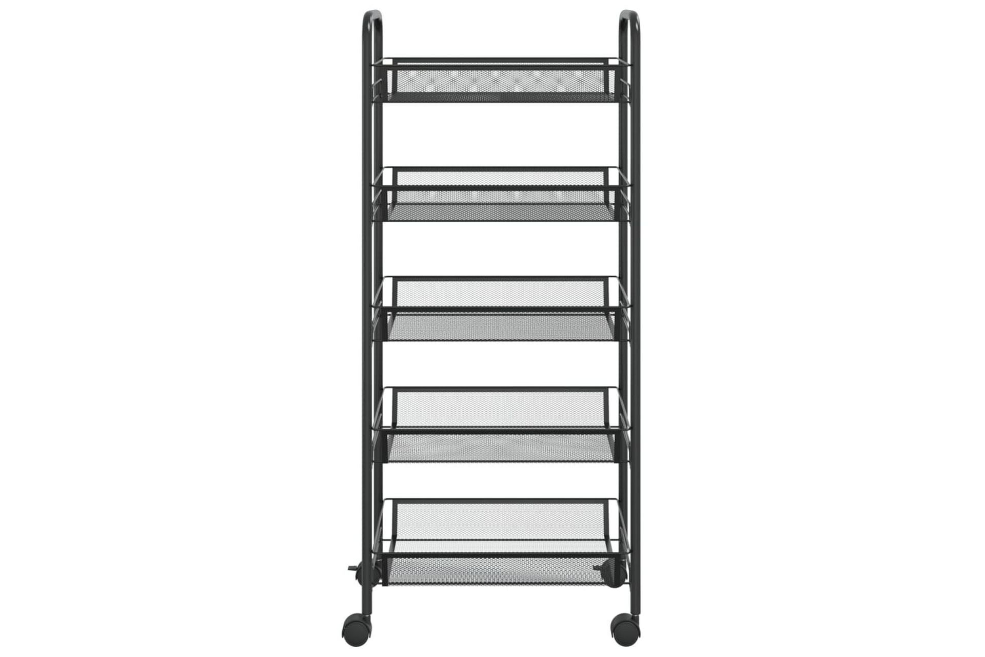 5-etasjers kjøkkenvogn svart 46x26x105 cm jern - Svart - Hus & oppussing - Kjøkken & bad - Baderom - Baderomsmøbler & baderomsinnredning - Rullevogn baderom