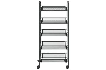 5-etasjers kjøkkenvogn svart 46x26x105 cm jern - Svart - Hus & oppussing - Kjøkken & bad - Baderom - Baderomsmøbler & baderomsinnredning - Rullevogn baderom