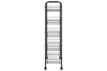 5-etasjers kjøkkenvogn svart 46x26x105 cm jern - Svart - Hus & oppussing - Kjøkken & bad - Baderom - Baderomsmøbler & baderomsinnredning - Rullevogn baderom