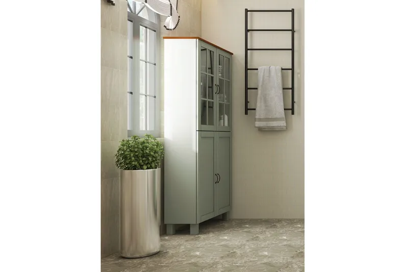 Alby Høyskap til Bad 130x75x30 cm - Grønn - Hus & oppussing - Kjøkken & bad - Baderom - Baderomsmøbler & baderomsinnredning - Baderomsskap