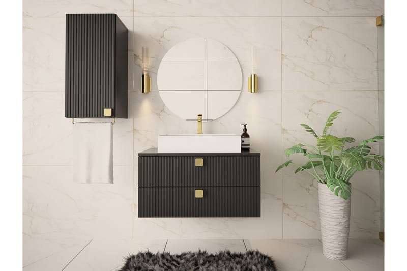 Alima Møbelsett for Bad - Svart - Hus & oppussing - Kjøkken & bad - Baderom - Baderomsmøbler & baderomsinnredning - Komplette møbelpakker