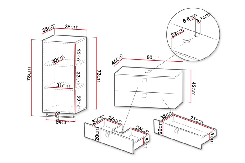 Alima Møbelsett for Bad - Svart - Hus & oppussing - Kjøkken & bad - Baderom - Baderomsmøbler & baderomsinnredning - Komplette møbelpakker