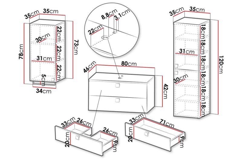 Alima Møbelsett til Bad - Hus & oppussing - Kjøkken & bad - Baderom - Baderomsmøbler & baderomsinnredning - Komplette møbelpakker