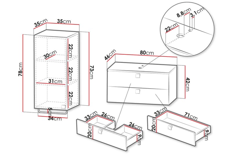 Alima Møbelsett til Bad - Hus & oppussing - Kjøkken & bad - Baderom - Baderomsmøbler & baderomsinnredning - Komplette møbelpakker