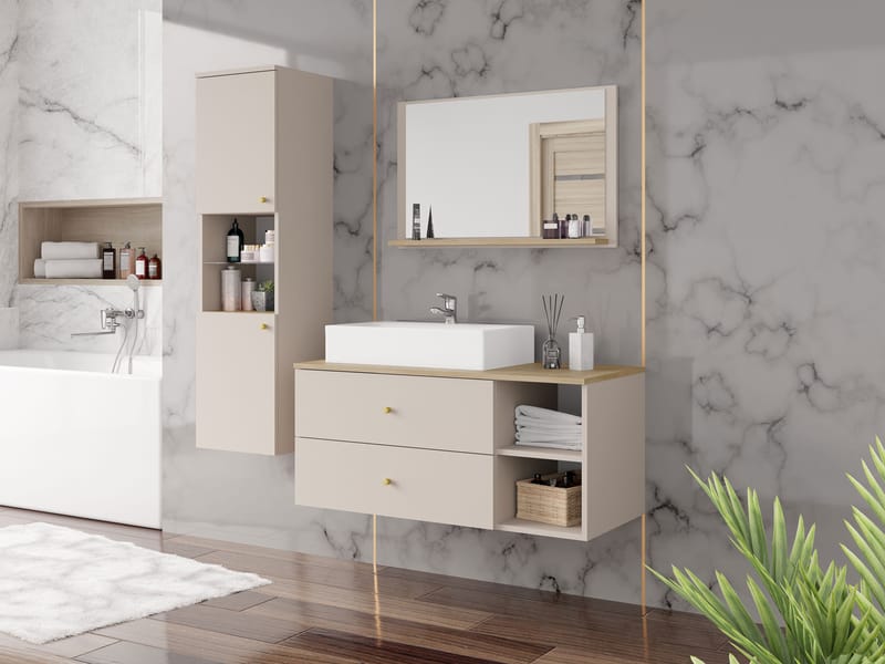 Askersund Baderomsmøbelsett - Beige - Hus & oppussing - Kjøkken & bad - Baderom - Baderomsmøbler & baderomsinnredning - Komplette møbelpakker