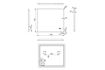 Aspsele Baderomsspeil 70 cm LED-Lys - Hus & oppussing - Kjøkken & bad - Baderom - Baderomsmøbler & baderomsinnredning - Baderomsspeil