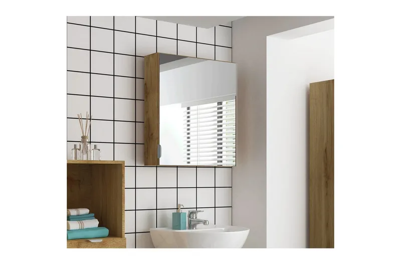 Atlas Veggskap med Speil 60x65 cm - Natur - Hus & oppussing - Kjøkken & bad - Baderom - Baderomsmøbler & baderomsinnredning - Speilskap
