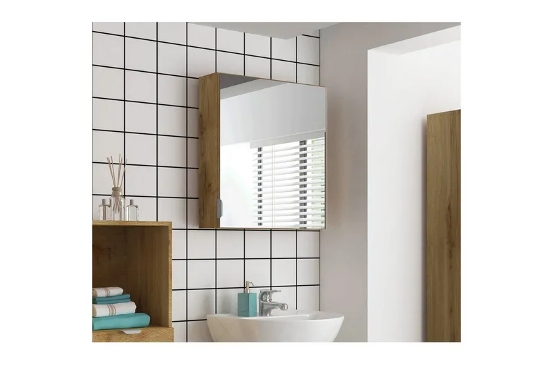 Atlas Veggskap med Speil 60x65 cm - Natur - Hus & oppussing - Kjøkken & bad - Baderom - Baderomsmøbler & baderomsinnredning - Speilskap