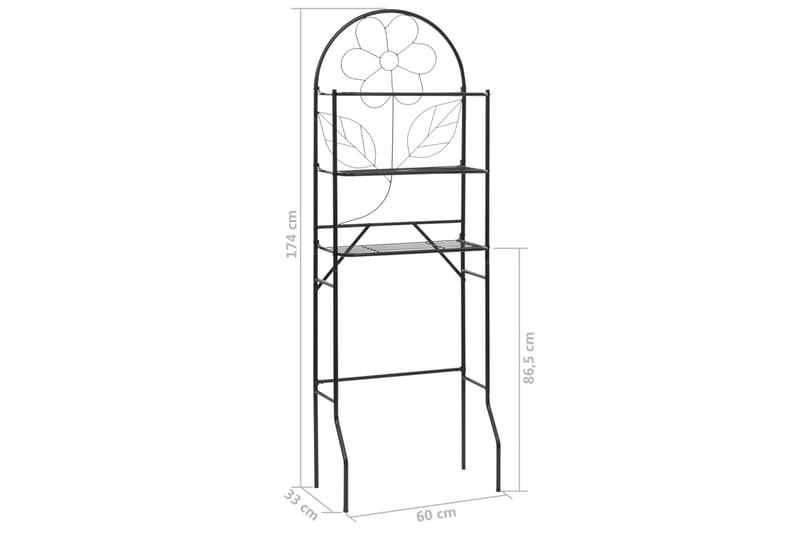 Baderomsstativ svart 60x33x174 cm - Baderomshylle