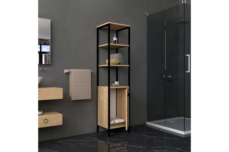 Dasaki Bad Oppbevaring 162x38 cm 4 Hyller - Blå / Antrasitt - Hus & oppussing - Kjøkken & bad - Baderom - Baderomsmøbler & baderomsinnredning - Baderomshylle