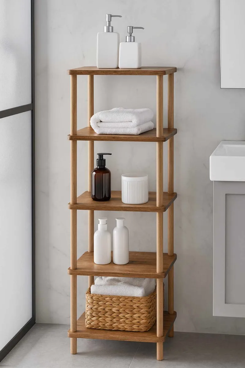 Baderomshylle Hanah Home Pika Bath (40 x 185 x 30 cm) Furu - Furu - Hus & oppussing - Kjøkken & bad - Baderom - Baderomsmøbler & baderomsinnredning - Baderomshylle