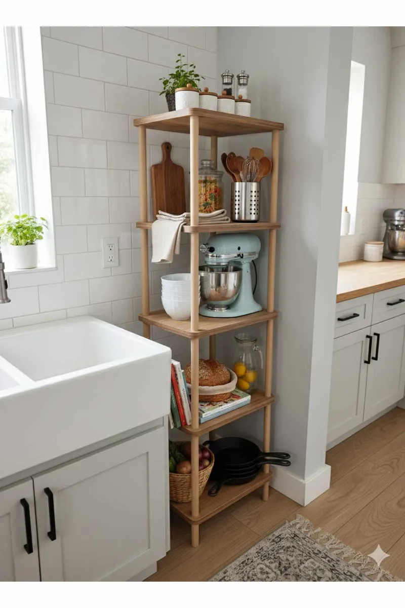 Baderomshylle Hanah Home Pika Bath (40 x 185 x 30 cm) Furu - Furu - Hus & oppussing - Kjøkken & bad - Baderom - Baderomsmøbler & baderomsinnredning - Baderomshylle