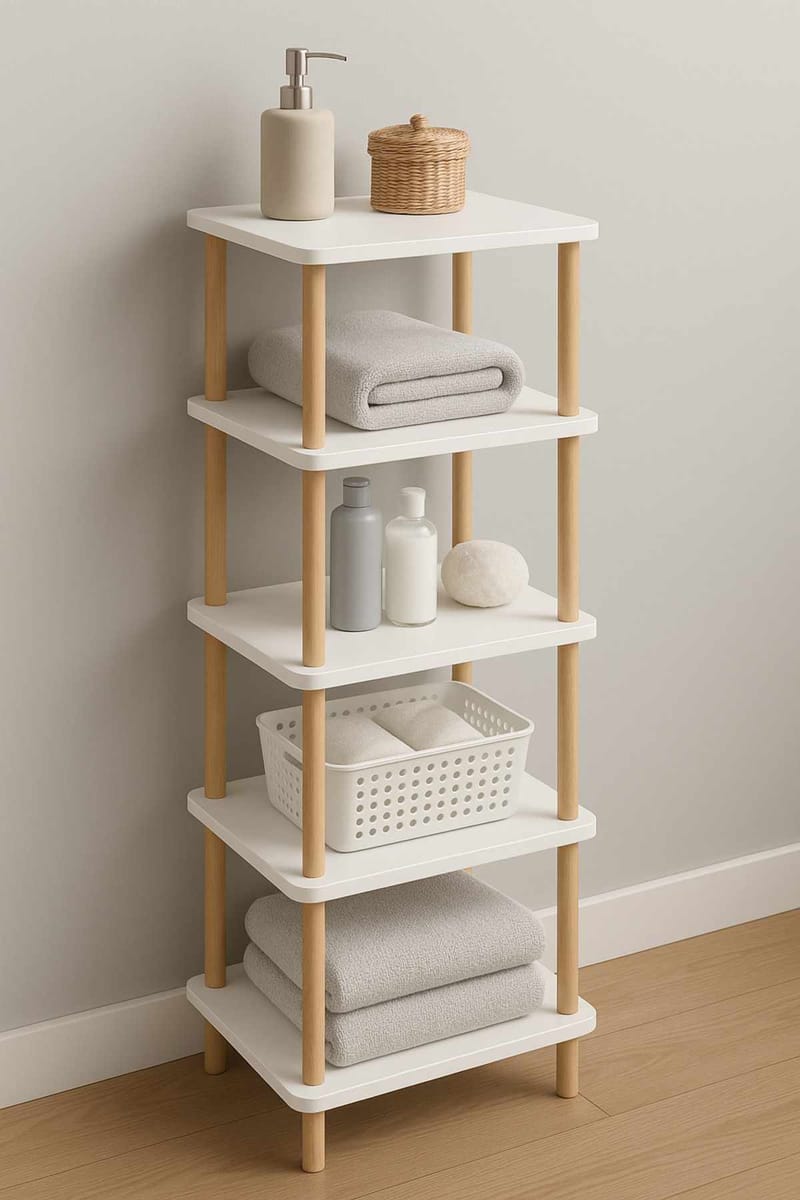 Baderomshylle Hanah Home Pika Bath (40 x 185 x 30 cm) Hvit - Hvit - Hus & oppussing - Kjøkken & bad - Baderom - Baderomsmøbler & baderomsinnredning - Baderomshylle