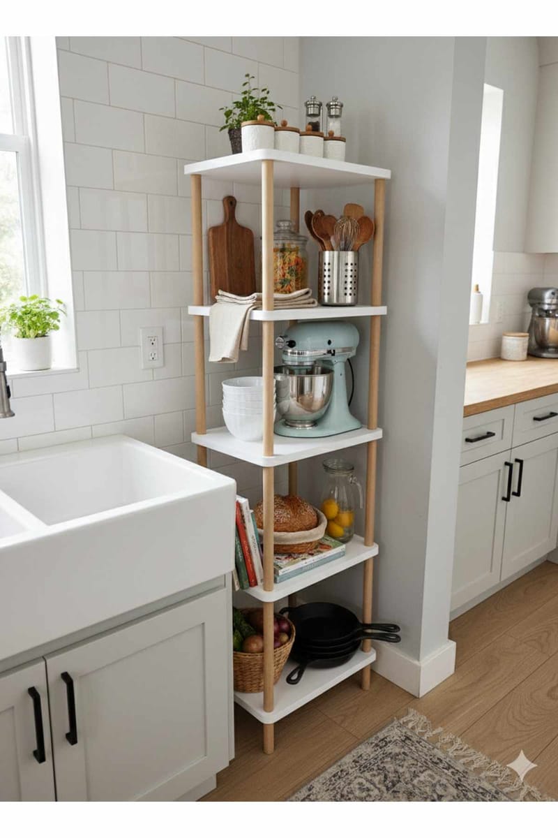 Baderomshylle Hanah Home Pika Bath (40 x 185 x 30 cm) Hvit - Hvit - Hus & oppussing - Kjøkken & bad - Baderom - Baderomsmøbler & baderomsinnredning - Baderomshylle