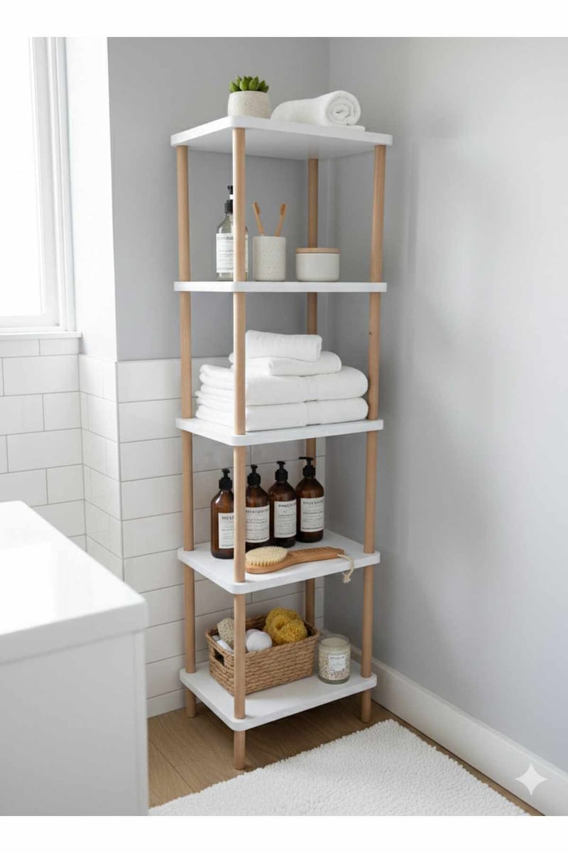 Baderomshylle Hanah Home Pika Bath (40 x 185 x 30 cm) Hvit - Hvit - Hus & oppussing - Kjøkken & bad - Baderom - Baderomsmøbler & baderomsinnredning - Baderomshylle