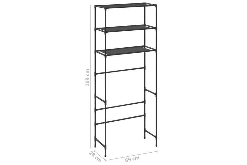 Oppbevaringsstativ over vaskemaskin svart 69x28x169 cm - Baderomshylle