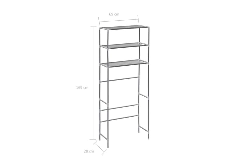 Oppbevaringsstativ til vaskemaskin 3 etasjer 69x28x169cm - Baderomshylle