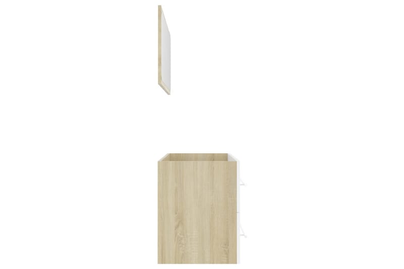 Baderomsmøbler 2 stk hvit og sonoma eik sponplate - Beige - Komplette møbelpakker