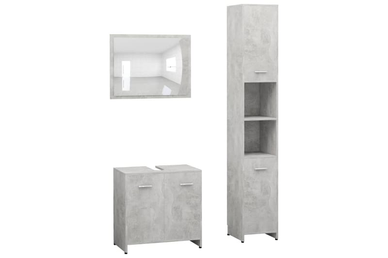 Baderomsmøbler 3 deler betonggrå sponplate - Komplette møbelpakker