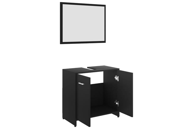 Baderomsmøbler 3 deler svart sponplate - Komplette møbelpakker