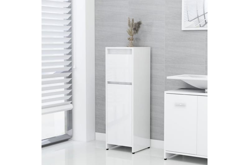 Baderomsmøbler 4 deler høyglans hvit sponplate - Komplette møbelpakker
