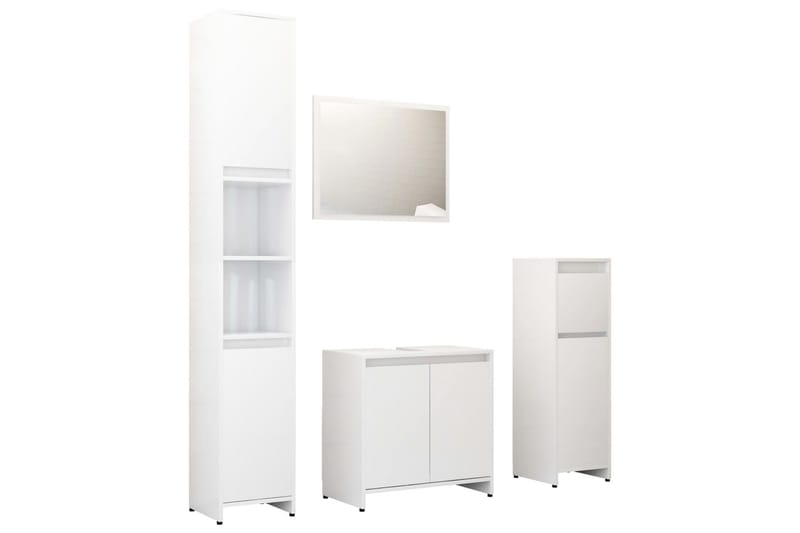 Baderomsmøbler 4 deler høyglans hvit sponplate - Komplette møbelpakker