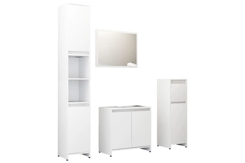 Baderomsmøbler 4 deler hvit sponplate - Komplette møbelpakker