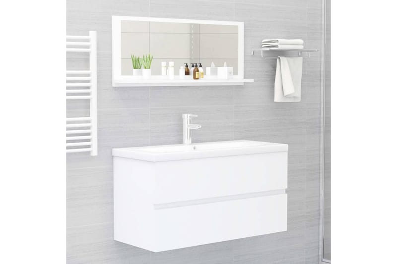 Baderomspeil hvit 90x10,5x37 cm sponplate - Hvit - Hus & oppussing - Kjøkken & bad - Baderom - Baderomsmøbler & baderomsinnredning - Baderomsspeil