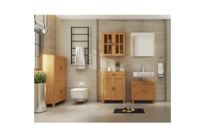 Baderomsskap Alby 75x30x130 cm, Beiset/funksjonsbeskrivelse - 75x30x130 cm, Beiset/funksjonsbeskrivelse - Hus & oppussing - Kjøkken & bad - Baderom - Baderomsmøbler & baderomsinnredning - Baderomsskap