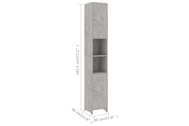 Baderomsskap betonggrå 30x30x183,5 cm sponplate - Grå - Hus & oppussing - Kjøkken & bad - Baderom - Baderomsmøbler & baderomsinnredning - Baderomsskap