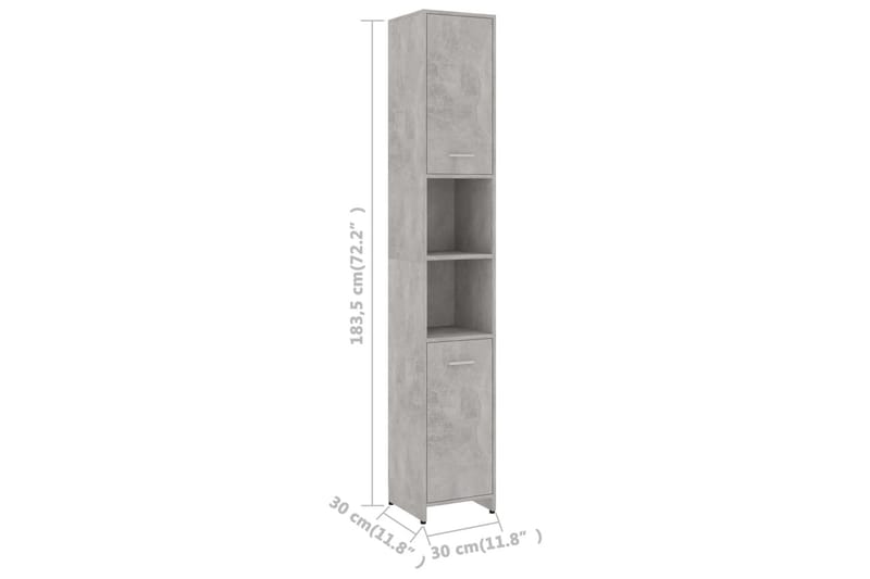 Baderomsskap betonggrå 30x30x183,5 cm sponplate - Grå - Vaskeskap - Veggskap & høyskap - Baderomsskap