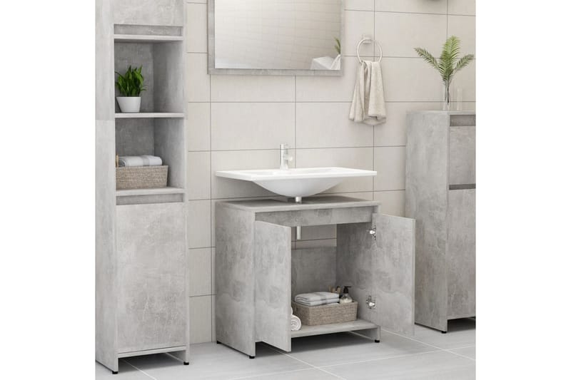 Baderomsskap betonggrå 60x33x58 cm sponplate - Grå - Hus & oppussing - Kjøkken & bad - Baderom - Baderomsmøbler & baderomsinnredning - Baderomsskap